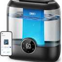 DREO Smart Humidifiers for Bedroom, 6L Top Fill Supersized Cool Mist Humidifier for Large Room, 60 Hour Runtime, Quiet Ultrasonic Humidifier for Plants, Indoor, Home, Night Light, Black