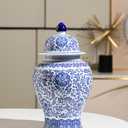 Blue and White Ginger Jars for Home Dcor, Chinoiserie Porcelain, Ginger Jar Vase Decor, Good Ideal for Room,Office Decoration,15" H