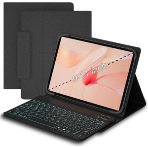 Universal Tablet Case with Keyboard for 9",9.7",10.1",10.2",10.4",10.5",10.9",11" Tablets, with Removable 7 Color Backlit Bluetooth Keyboard for iPad, Samsung, Pixel, Other Tablet