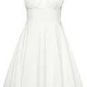 Belle Poque Women's Vintage Sleeveless Solid Floral Ruched Summer Cute A-Line Flowy Swing Midi Dress. XL