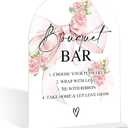 Pink Bow Bouquet Bar Sign, Flower Bar Supplies, Pink Bow Decor, Bridal Shower Decorations, Wedding Reception Decor, Bridal Shower Centerpieces for Tables, Arch Acrylic Wedding Sign With Base-21