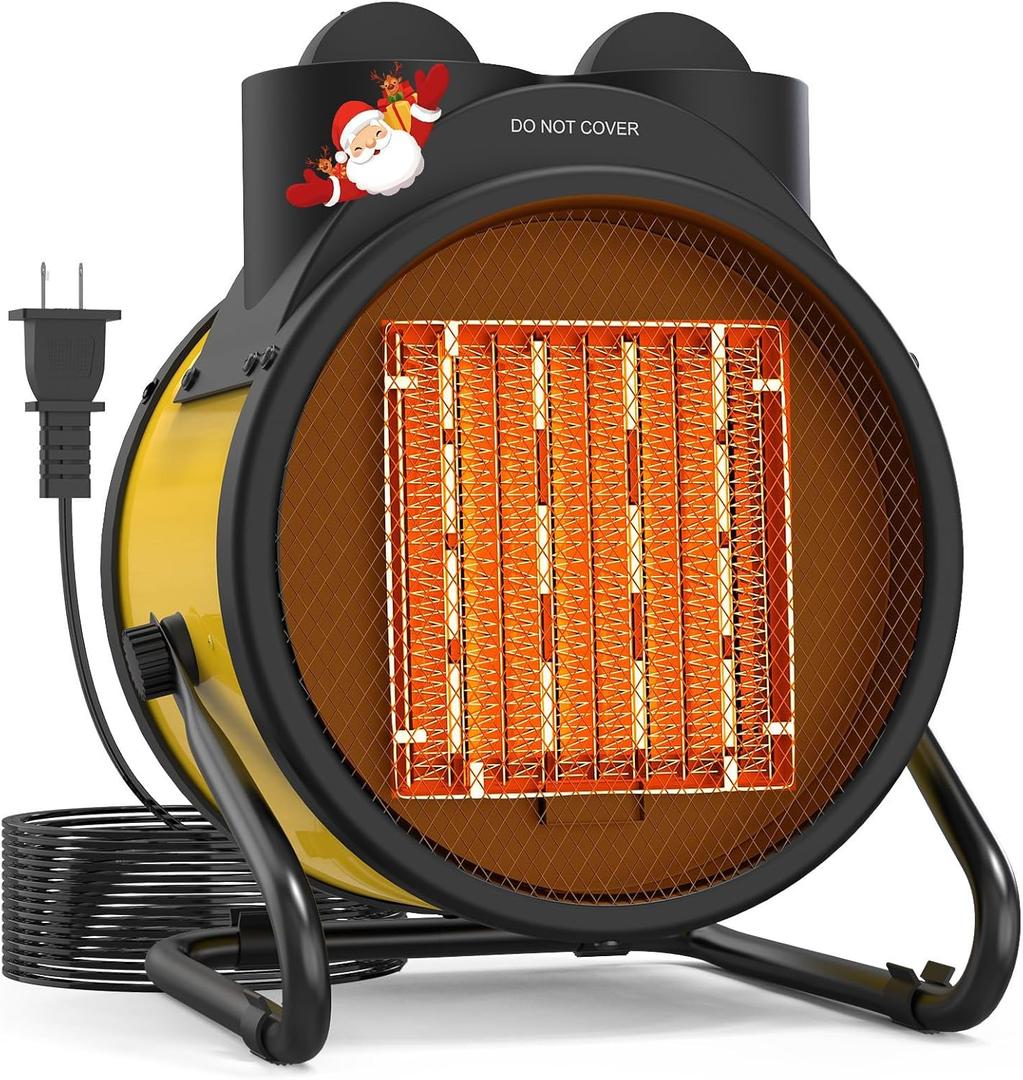 Buyplus Outdoor Heaters for Patio, 1500W Electric Garage Heater with 90Adjustable Angle, Overheat Protection & 2S Fast Heating, Greenhouse Heater for Patio, Garage, Greenhouse, Indoor Outdoor, Yellow