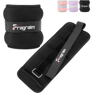 Fragraim Ankle Weights for Women Men Kids 1/2/3/4/6/8/10 LBS 1 Pair Leg Arm Wrist Weights with Adjustable Strap for Running, Walking, Pilates, Gymnastics, Aerobics, Physical Therapy (Black)