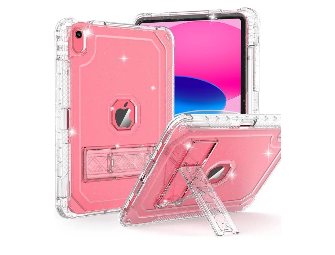 ZoneFoker Case for iPad A16 11th Generation 11 Inch 2025 / 10th Gen 10.9 Inch Case 2022, Heavy Duty Shockproof Rugged Protective Translucent Cover with Pencil Holder Kickstand, Clear Glitter