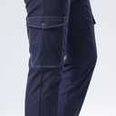 Plaid&Plain Mens Cargo Pants Slim Fit with Contrasting Topstitching and Multi-Pocket (38W x 30L, Navy Blue)