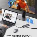 ORICO USB C Docking Station, 8-in-1 Laptop USB C Dock with 4K HDMI, VGA, Gigabit Ethernet, 3*USB 3.0 & 1*USB 2.0, 100W Power Delivery Compatible with MacBook, iPad, Steam Deck or Other Type C Devices (Grey)