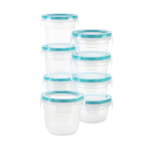 Snapware Total Solution 16-Pc Plastic Food Storage Containers Set,(4) 2-Cup & (4) 1.2-Cup Round Meal Prep Container, BPA-Free Lids with 4 Locking Tabs, Microwave, Dishwasher, and Freezer Safe