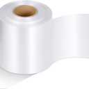 Syhood Outdoor Leaf Ribbon Floral Satin Ribbon for Crafts Aspidistra Waterproof Holiday Outdoor Decoration(4 Inch X 49 Yards,White)