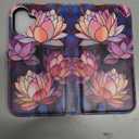 LUHOURI for iPhone 16 Plus Case Wallet - Wireless Charging Compatible Detachable Flip Folio Leather Cover - RFID Blocking 4 Card Slots - Protective Phone Case for Women - Vibrant Lotus Flower