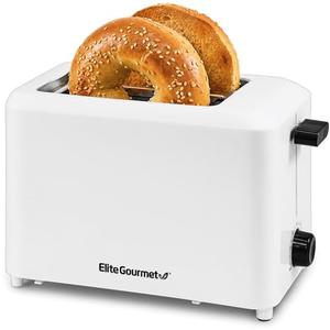 Elite Gourmet ECT-1027 Cool Touch Toaster, 7 Toast Settings Cancel Functions, Slide Out Crumb Tray, Extra Wide 1.5" Slots for Bagels Waffles Specialty Breads, Puff Pastry, Snacks, White