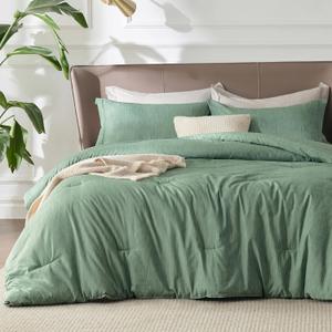 Bedsure Queen Comforter Set - Green Soft Bedding for All Seasons, Cationic Dyed Bed Set, 3 Pieces, 1 Queen Size Comforter (90"x90") and 2 Pillow Shams (20"x26"+2")