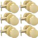 Goldenwarm Gold Closet Door Knobs, Zinc Alloy Brushed Gold Passage Door Knob, Interior Door Knob for Hallway, Closets, Brushed Brass Door Knobs Interior, Heavy Duty Round Ball (6 Pack)