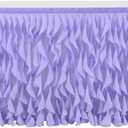 Leegleri Lavender Purple Curly Willow Tulle Tutu Table Skirt for Rectangle or Round Table,Ruffle Table Skirts for Mermaid Party Baby Shower Decoration(L 6(ft)*H 30in table skirt)