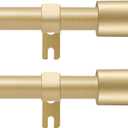 Curtain Rod for Windows 28 to 48 Inch, 2 Pack 5/8 Inch Gold Adjustable Curtain Rod, with 4 Brackets, Easy Installation and Simple End Caps, For Living Room, Bedroom, Outdoor