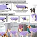 Sychien Dog Recovery Suit Female Spay Surgery Small Puppy Onesie, Zipper Closure Cotton Striped Wounds Protect Surgical Suit, Plain Purple S