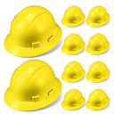 10 Pack Full Brim Hard Hat, White Construction Hard Hat, HDPE Safety Helmet with 6-Point Adjustable Ratchet Suspension for Men and Women