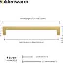 Goldenwarm Brass Cabinet Pulls Brushed Gold Cabinet Hardware - LSJ12GD204 Kitchen Drawer Pulls Handles for Dresser Drawers Desk Furniture Hardware 8in(204mm) Hole Centers, 10 Pack