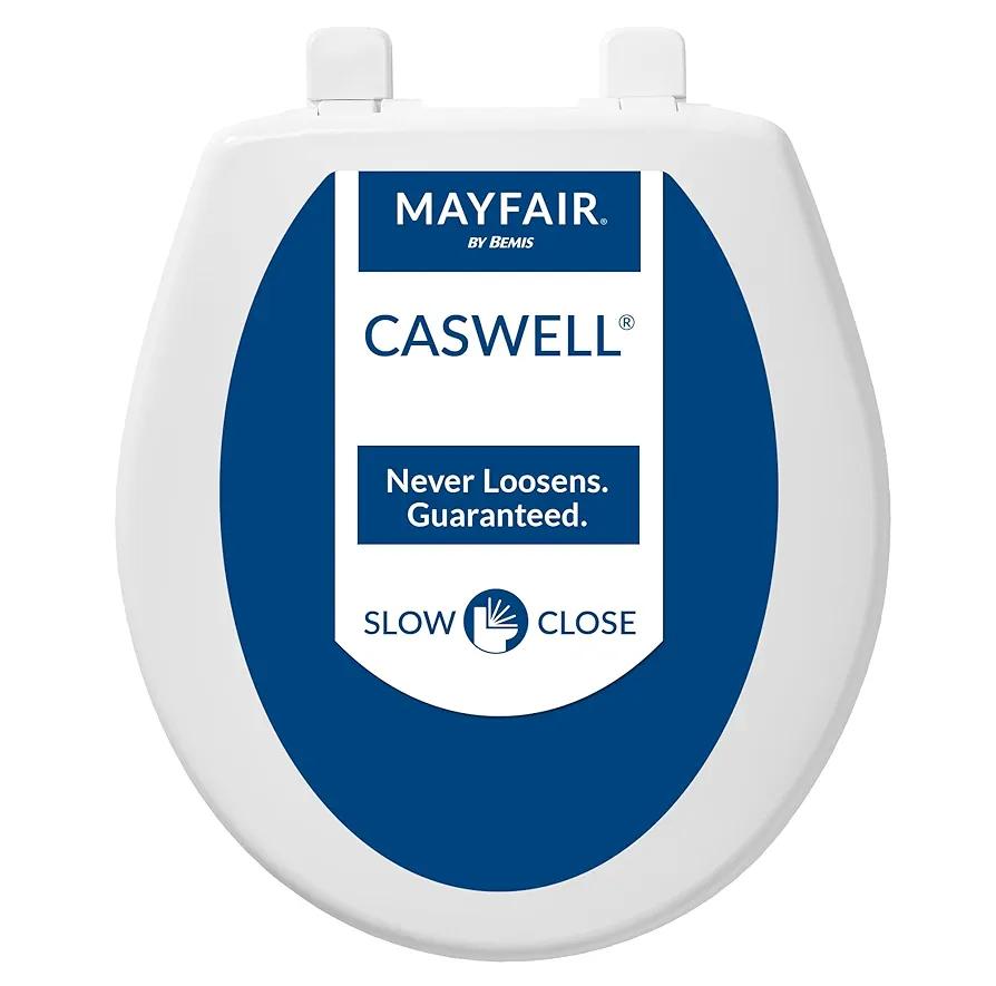 MAYFAIR 880SLOW 000 Caswell - Asiento de inodoro redondo que se cierra lentamente y nunca se afloja, plástico de larga duración, color blanco