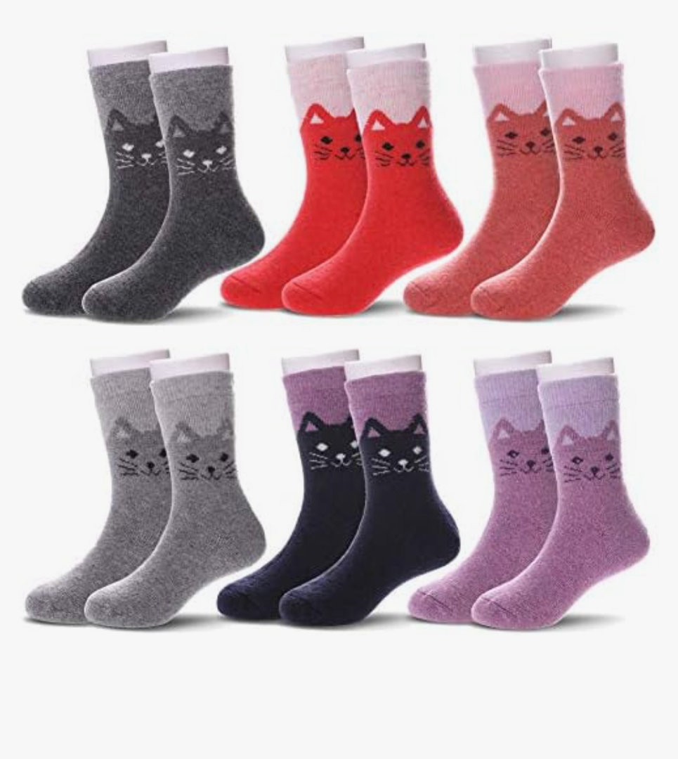 MQELONG Children's Wool Socks Kids Toddler Girls Boys Cute Animal Thick Warm Winter Crew Socks 6 Pairs, 1-3T