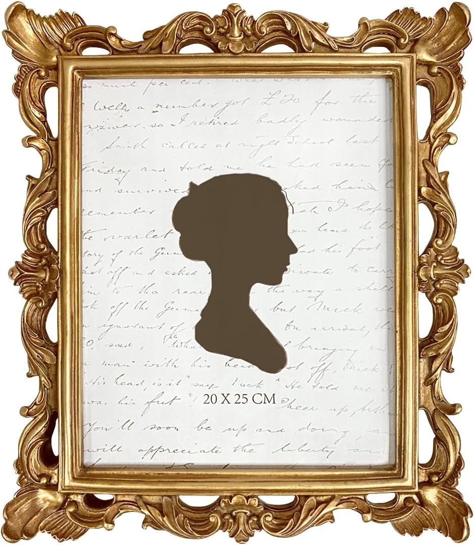 AELS 8x10 Inch Vintage Picture Frame, Elegant Antique Photo Frames with Glass Front, Photo Display, Tabletop Wall Hanging, Gift Ideas, Golden Bronze