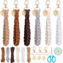 FREEBLOSS 6 Set Macrame Keychain Lanyard Kit DIY Macrame Palm Leaf Keychain Kit with Instruction Macrame Wristlet Macrame Hanging Decor DIY Macrame Kit for Beginners