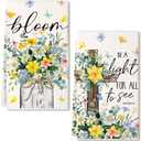 GEEORY Daffodil Spring Kitchen Towels Set of 2,18x26 Inches Floral Yellow Dish Cloths -Flowers Vase Cross Farmhouse Design,Holiday Hand Towels for Spring Decor & Gifting