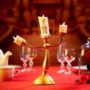 Beauty and The Beast Candle Holder Candle Holder Ornament Alarm Clock Ornament Retro Home Decoration Collection Resin Ornament- Birthday Gift (LED Lights)