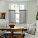 Light Grey Linen Half Kitchen Curtains 36 Inch Length Sets of 2 Rod Pocket Boho Cafe Short Gray Drapes for Windows Semi Sheer Light Filtering Curtains for Bathroom Basement RV Camper Laundry 26x36