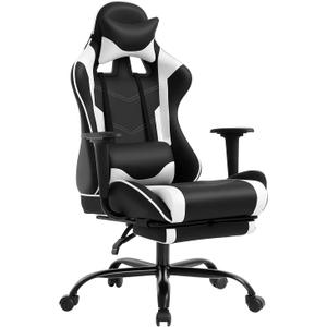 BestOffice Ergonomic Office, PC Gaming Desk Chair Executive PU Leather Computer Lumbar Support with Footrest Modern Task Rolling Swivel Chair for Women, Men(White)