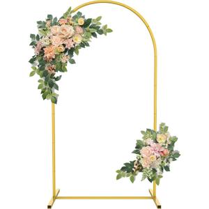 Metal Arch Backdrop Stand 6.6FT,GWEUZMALLGold Square Balloon Arch Stand for Wedding, Birthday, Baby Shower, Floral Garden Decoration