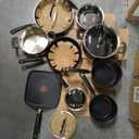 T-fal Ultimate Hard Anodized Nonstick Cookware Set 14 Piece, Oven Broiler Safe 400F, Lid Safe 350F, Kitchen Cooking Set w/Fry Pans, Saucepans, Griddle, Dutch Oven, Pots & Pans, Dishwasher Safe, Black