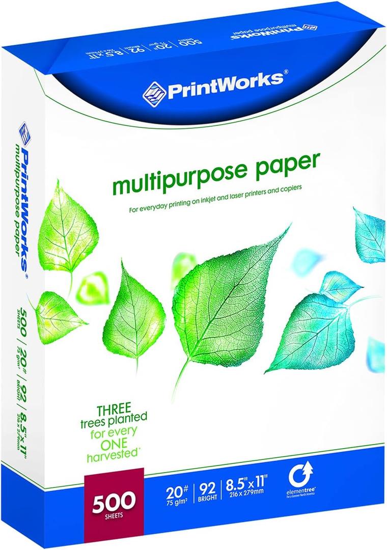 Printworks Multipurpose Paper, 20 Pound, 92 Bright, 400 Sheets, 8.5x11 Inches (00492),White