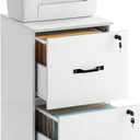 VASAGLE 2 Drawers File Cabinet with Lock, Printer Stand, Office Filing Cabinet Organizer, for A4 and Letter Size Documents, Cloud White UOFC061W14