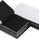 Melsan 2x4 Inch Adhesive Square Hook and Loop Tape - 12 Sets - Sticky Back Fastener for Indoor or Outdoor Use - Instead of Holes and Screws, Black