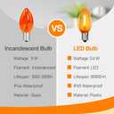 2 x C7 LED Light Bulbs, 12 Pack Halloween Orange Outdoor String Lights Replacement Bulbs, 0.6W E12 Candelabra Base for Patio, Halloween & Christmas Party Decor
