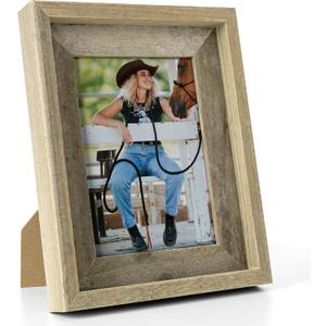 Rustic 5x7 Picture Frame, Reclaimed Barnwood Photo Frame with Tempered Glass, Distressed Finish, Perfect for Family Galleries. Can be Mounted Horizontally or Vertically, or Used as a Tabletop Display