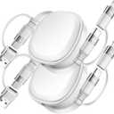 Minlu 65W Retractable Charging Cable,5 in 1 Multi Charger Cable for Travel,USB Type C Charger Cord Fast Charging Cable with USB A/C to USBC+L for iPhone 17 16 15,iPad,Samsung,PS,Macbook-2Pack,3.8ft