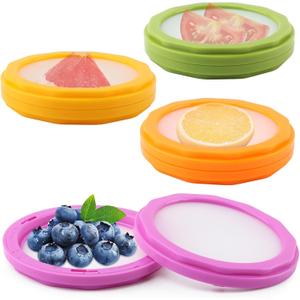 Silicone Fruit and Vegetable Storage Containers, Onion Storage and Avocado Saver, Food 'Storage Containers with Lid for Lemons, Cheese, Tomatoes, Potatoes, Garlic(COLOR:4pcs)