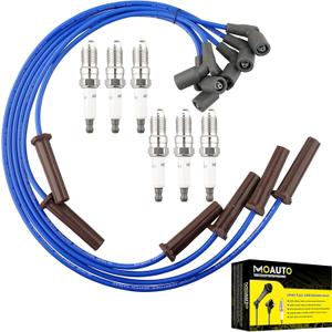 Set of 6 PCS Iridium Spark Plugs with Wire Set 671-6258 51432 RC-GMX104 Compatible with Chevrolet Impala Malibu Monte Carlo Pontiac G6 Montana Buick Lucerne Terraza Saturn Vue