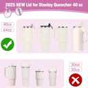 40oz Flip Straw Pro Lid for Stanley, 2025 NEW Leak Proof Lids Replacement for Stanley Quencher and ProTour, No Spill Dust-proof Tumbler Cover Cap Removable Top for 40oz StanleyAccessories, Purple*2