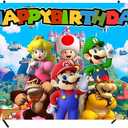 Mario Backdrop,Mario Birthday Party Banner Background for Photography Children Birthday Party Decoration Supplies, Multicolor, (5x3ft)
