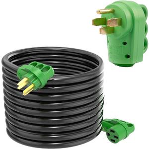 RVGUARD Bundle 50 Amp 50 Feet RV/EV Power Extension Cord with NEMA 14-50P 125/250V 50 Amp RV Replacement Male Plug