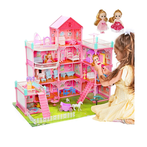 Huge Dollhouse for Girls – Large Pretend Play Doll House for Kids with Dolls, Furniture