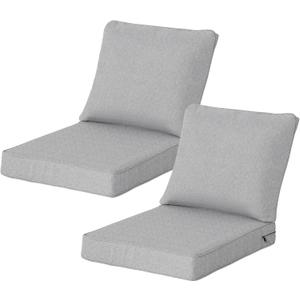 24x27.5 Inch Outdoor Deep Seat Cushions Set of 2,Thick High-Density Foam, Water-Resistant, Piped Edges & YKK Hidden Zipper for Patio Furniture, Stone Gray