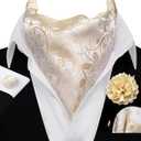 YOHOWA Ascot Tie Silk Cravat Paisley Scarf Self Ties Pocket Square Cufflinks Set Dress Wedding