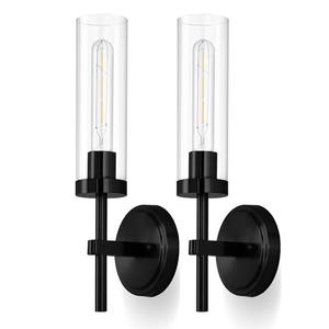 Q&U Black & Gold Hardwired Wall Sconces Set of 2 – Modern Bathroom Vanity Light Fixtures, Farmhouse Wall Mount Lamps for Mirror, Living Room, Bedroom, and Hallway
