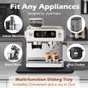 Joy&Grace Appliance Slider for Kitchen Appliances 360 Rolling Sliding Tray for Coffee Maker Countertop, Bamboo Coffee Pot Slider Rolling Tray with Universal Rollers (Black, Medium 14.5" x 10")