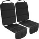 PIDO Car Seat Protector for Child Car Seat, 2 Pack Carseat Protector with Thick Padding and Storage Pockets, Waterproof Protection Cover Mat for Vehicle Leather Upholstery (Black/White)