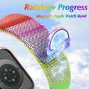 Melyis Pride Rainbow Magnetic Band Fits Apple Watch Bands for Women Men 42mm 41mm 40mm 38m, Colorful Stainless Steel Mesh iWatch bands, Milanese Metal Band for Apple Watch Series 10 9 8 7 6 5 4 3 2 SE