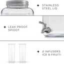 Fluted 1-Gallon Drink Dispenser. Glass Beverage Dispenser with Stainless steel Spigot plus Ice Cylinder and Fruit Infuser! Water Dispenser, Lemonade Stand, Juice Container - Dispensers for Parties